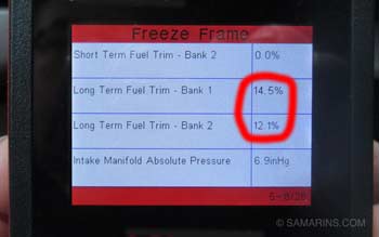 Both banks LTFT lean freeze frame