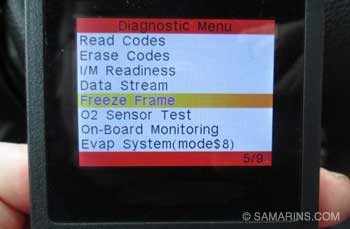 Accessing freeze frame with a scan tool
