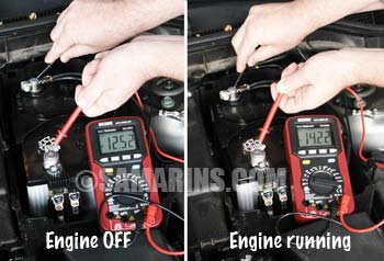 Checking the alternator output voltage