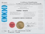 ASE Master Automobile Technician certificate, Vlad Samarin